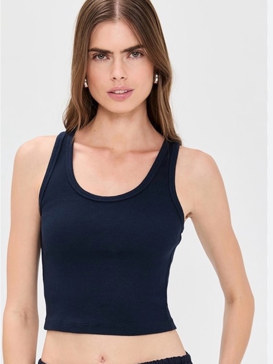 perfectwhitetee Tops - Perfectwhitetee Ribbed Tank Top - Dark Navy size L